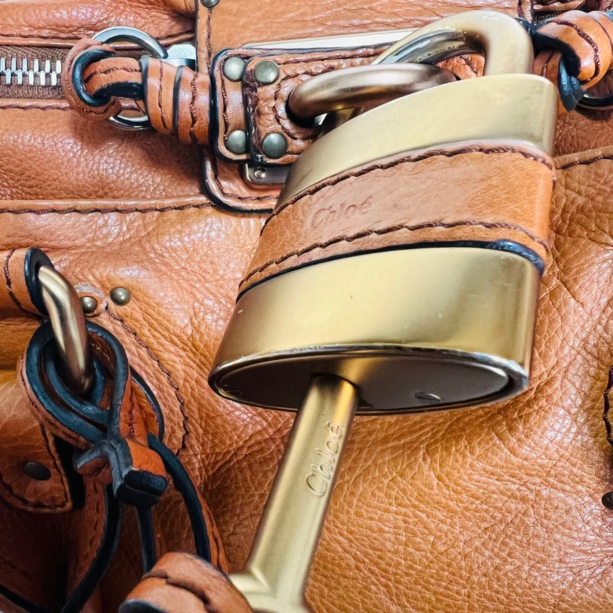 良品】Chloe クロエ パディントン ハンドバッグ 肩掛け ブラウン 鍵