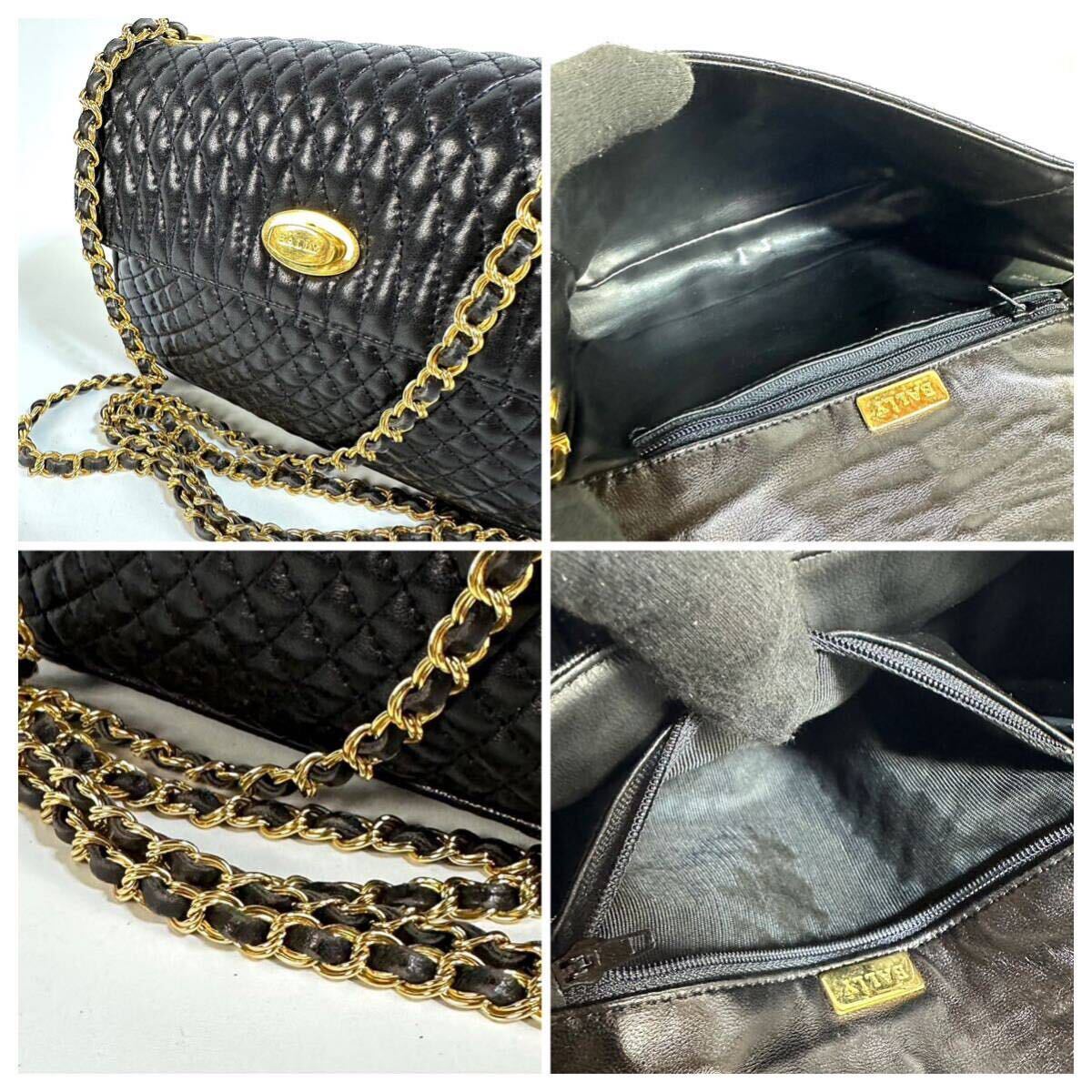 美品】BALLY バリー レザー キルティング チェーン ターンロック