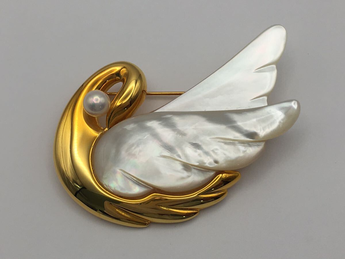 Yahoo!オークション - (R427) 田崎 パール シェル スワンモチーフ ブロ