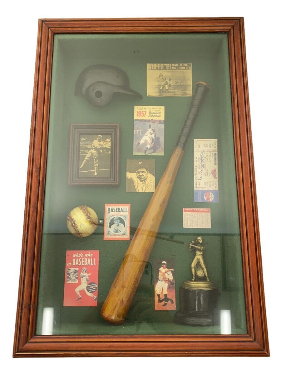 大リーグ ガラス額入り 記念品 ベーブ・ルース 1957 ベースボール