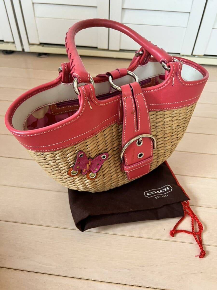 COACH コーチ かごバッグ ソーホー シグネチャー ストロー オールド