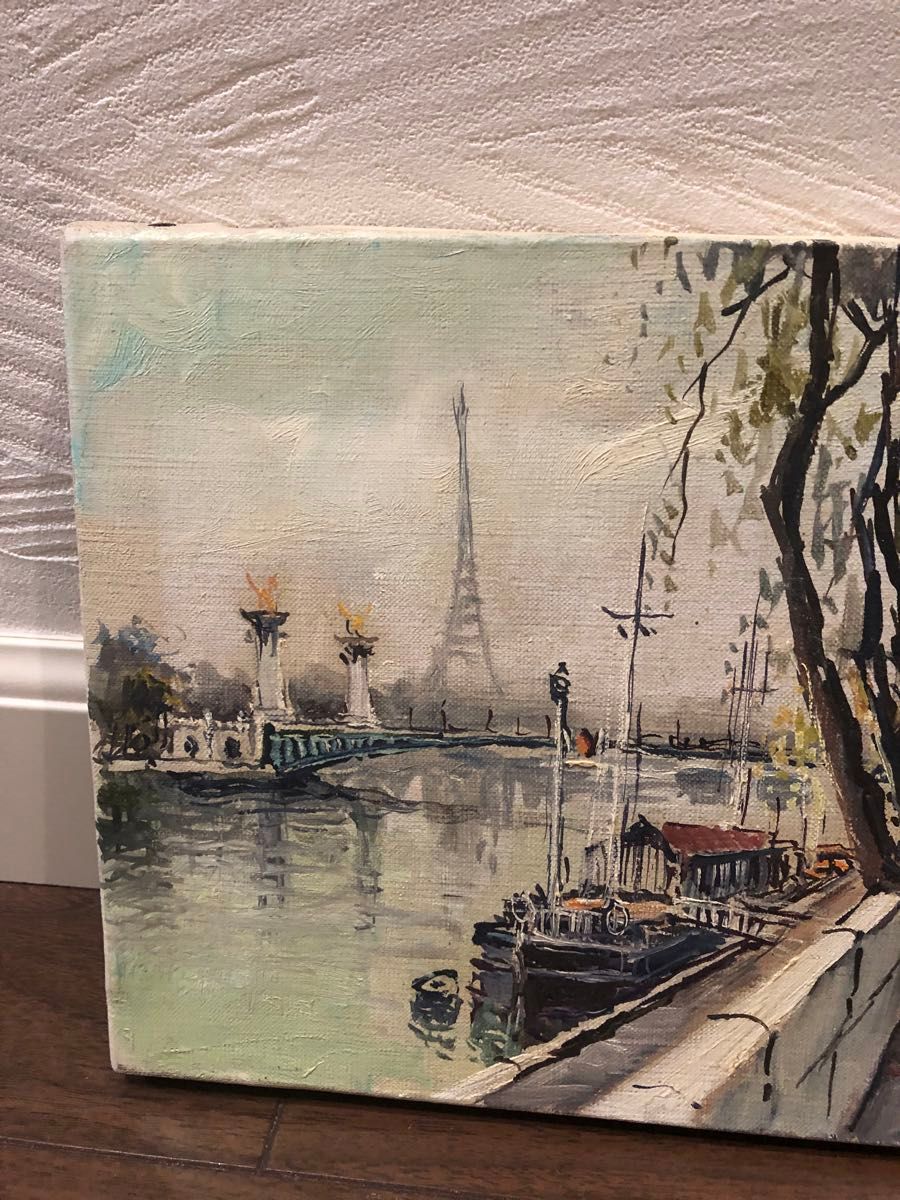 Van Lod ヴァン・ロッド 油彩画 パリの風景 エッフェル塔 サイン入り