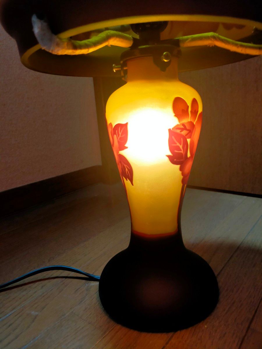 エミール ガレ風 レプリカ ガラス製 キノコ型 きのこ 卓上ライト 電気