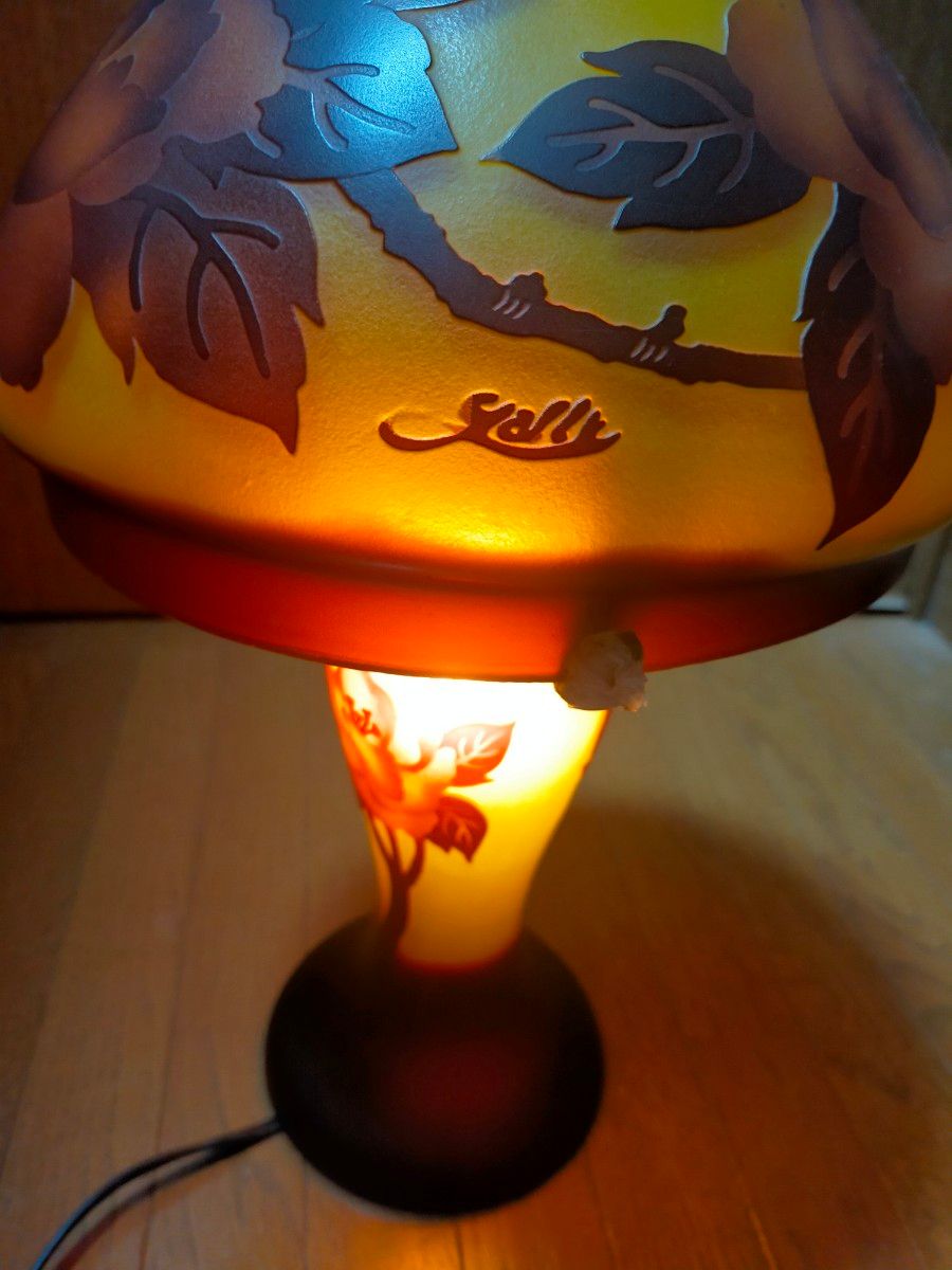 エミール ガレ風 レプリカ ガラス製 キノコ型 きのこ 卓上ライト 電気