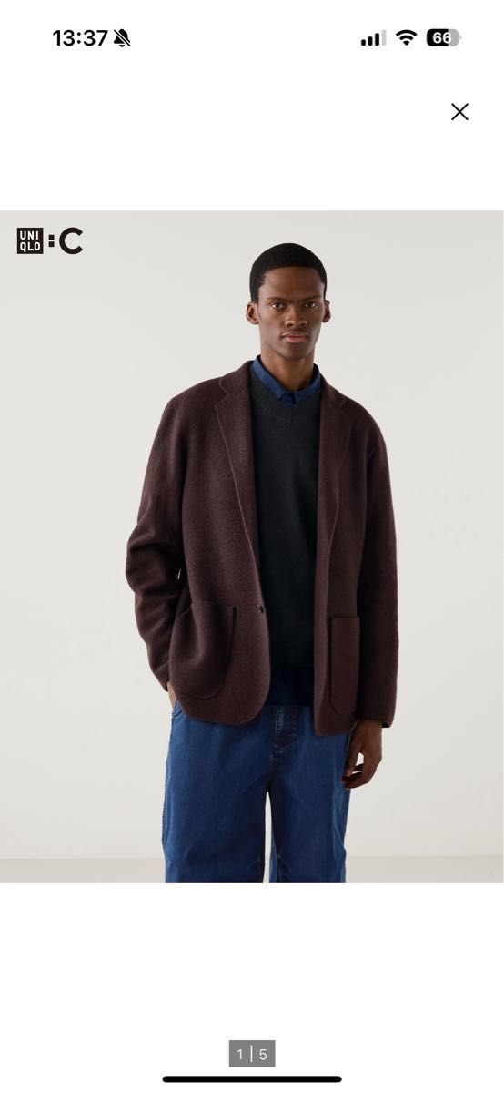 新品・未使用】ユニクロ C ニットジャケット ダークブラウン XLサイズ