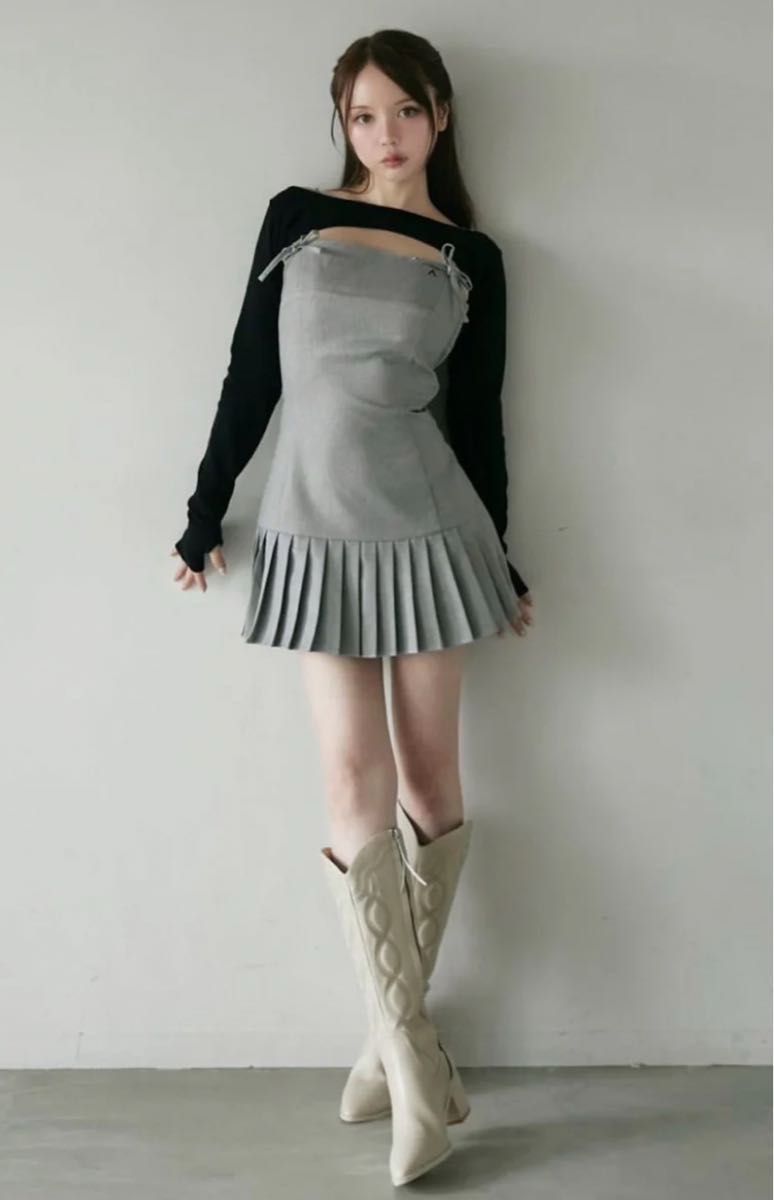 andmary Karen knit set mini dress アンドマリー ベージュ｜Yahoo