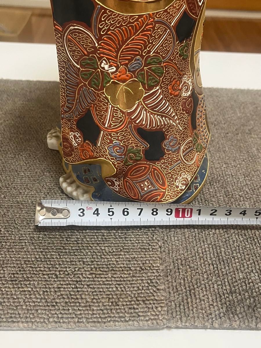 九谷焼 九谷八幡宮銘 豪華観音像 金彩 仏教美術 置物 陶器 観音菩薩像