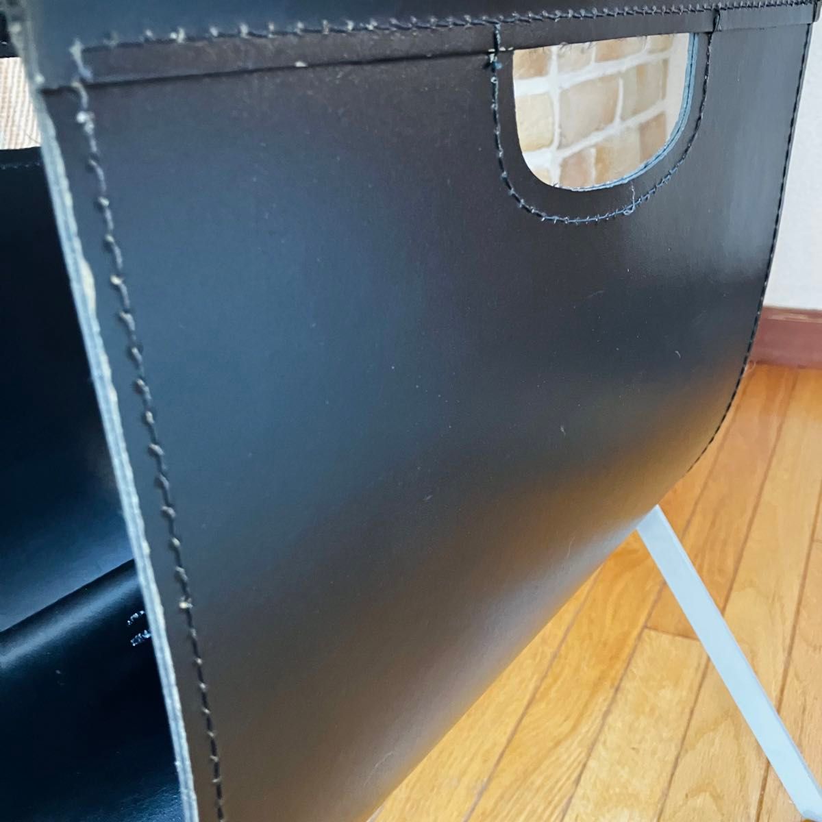 お洒落 Actus アクタス マガジンラック ブラック 本革レザー 廃盤 希少