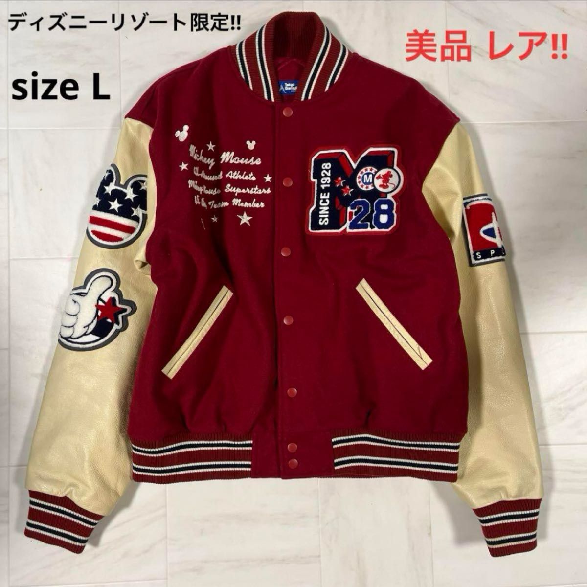 ディズニーランド ミッキー スタジャン レア 革 90s ディズニー