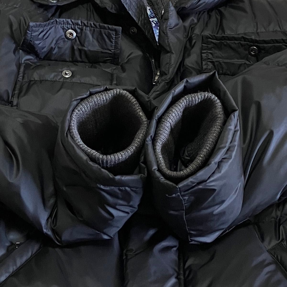 美品 ポールスミス ダウンジャケット 裏地派手 花柄 ブラック L フード