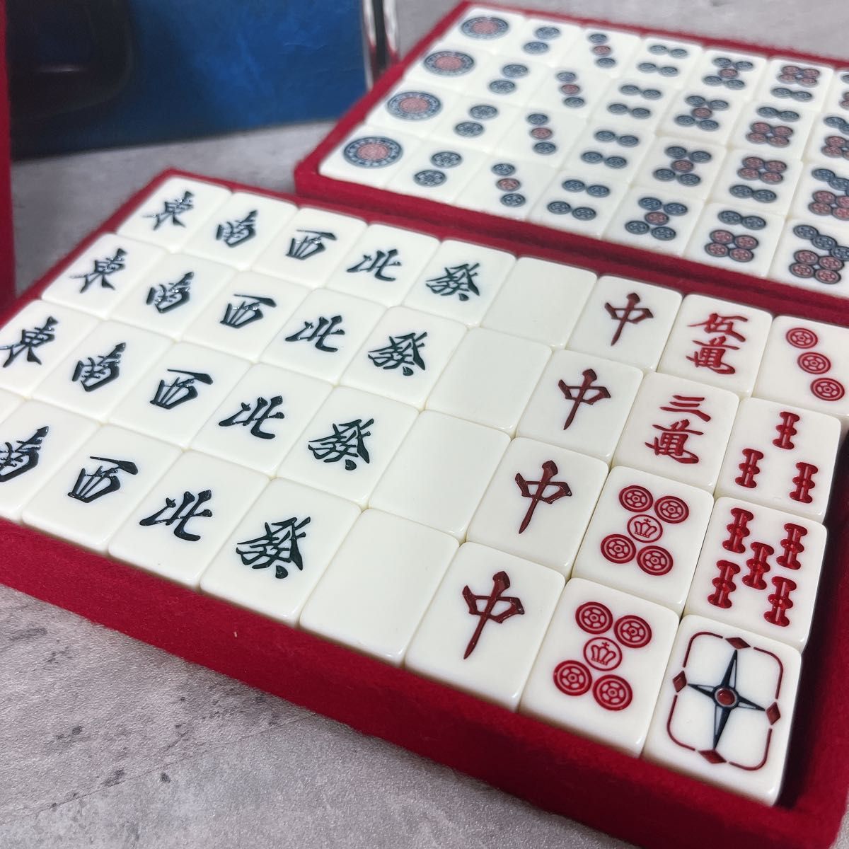 良品 希少 キングバード 麻雀牌 背青 クラウン牌 麻雀セット 昭和