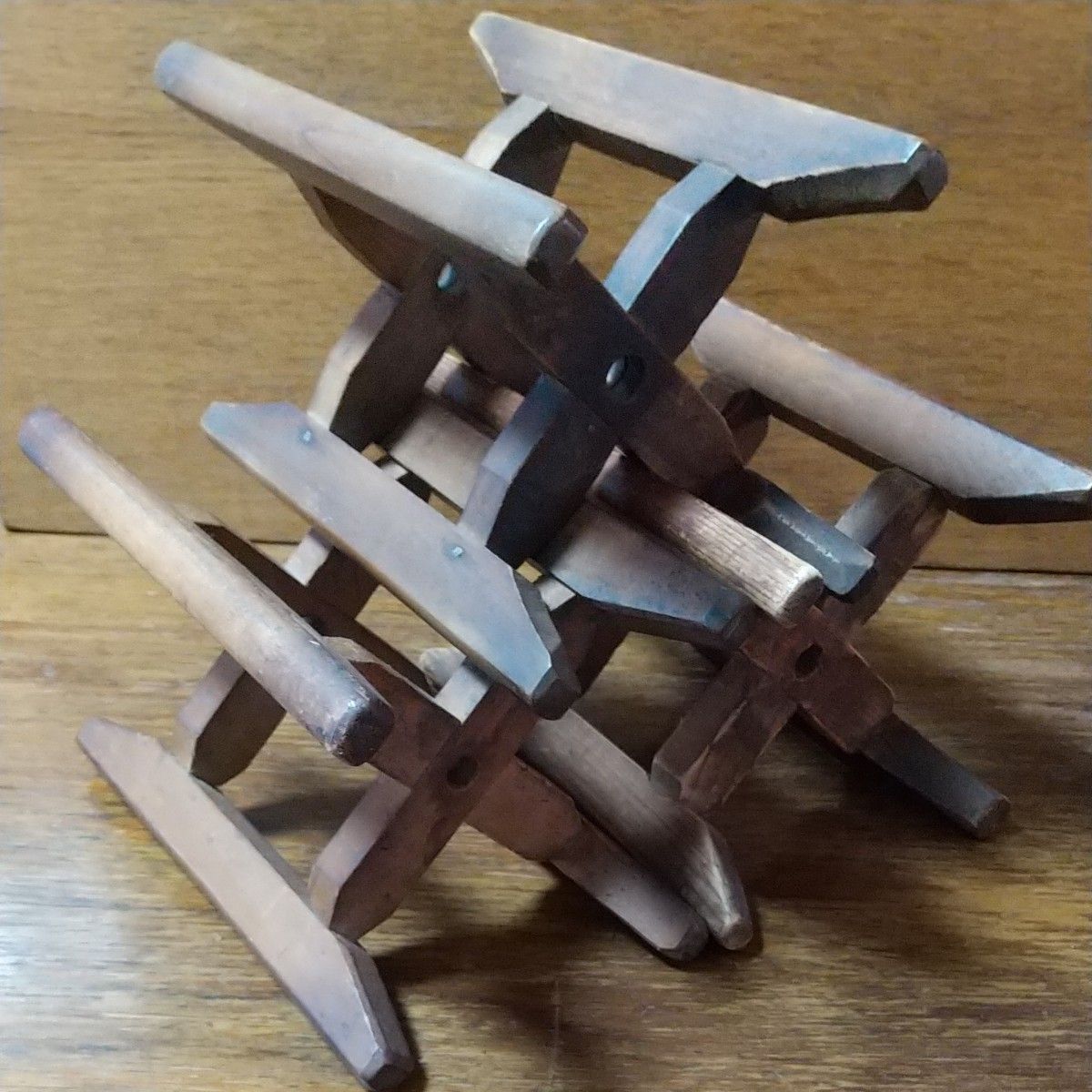 糸巻き機3個 レトロ古民具 木製 糸巻き 木枠 アンティーク インテリア