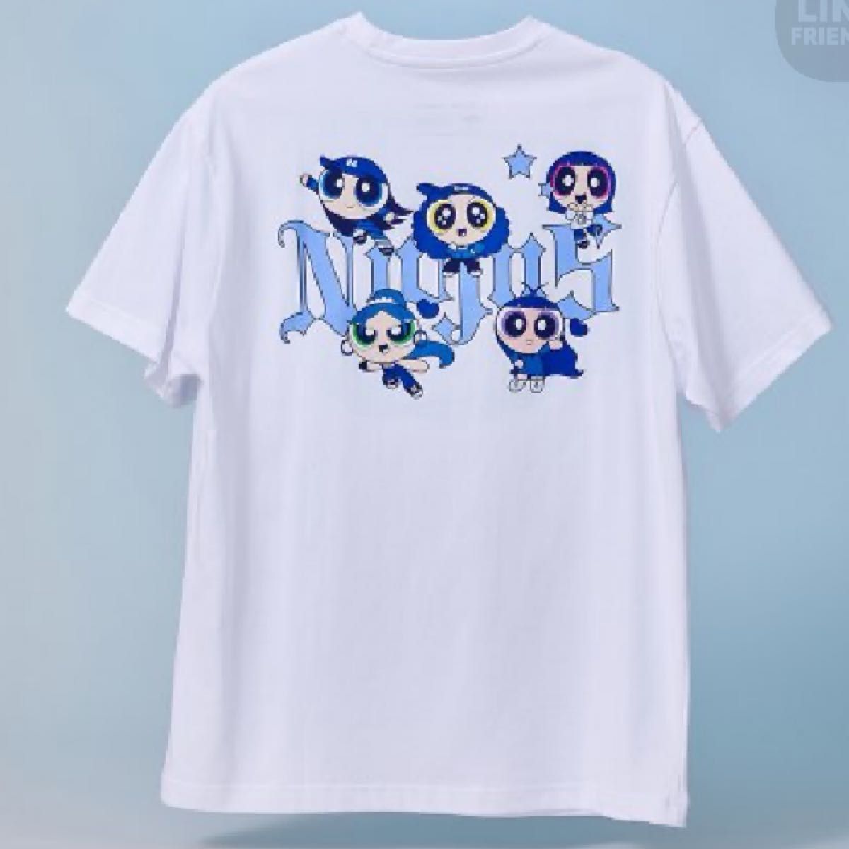 NewJeans バニキャン Tシャツ Blue 青 M NewJeans バニキャン Tシャツ