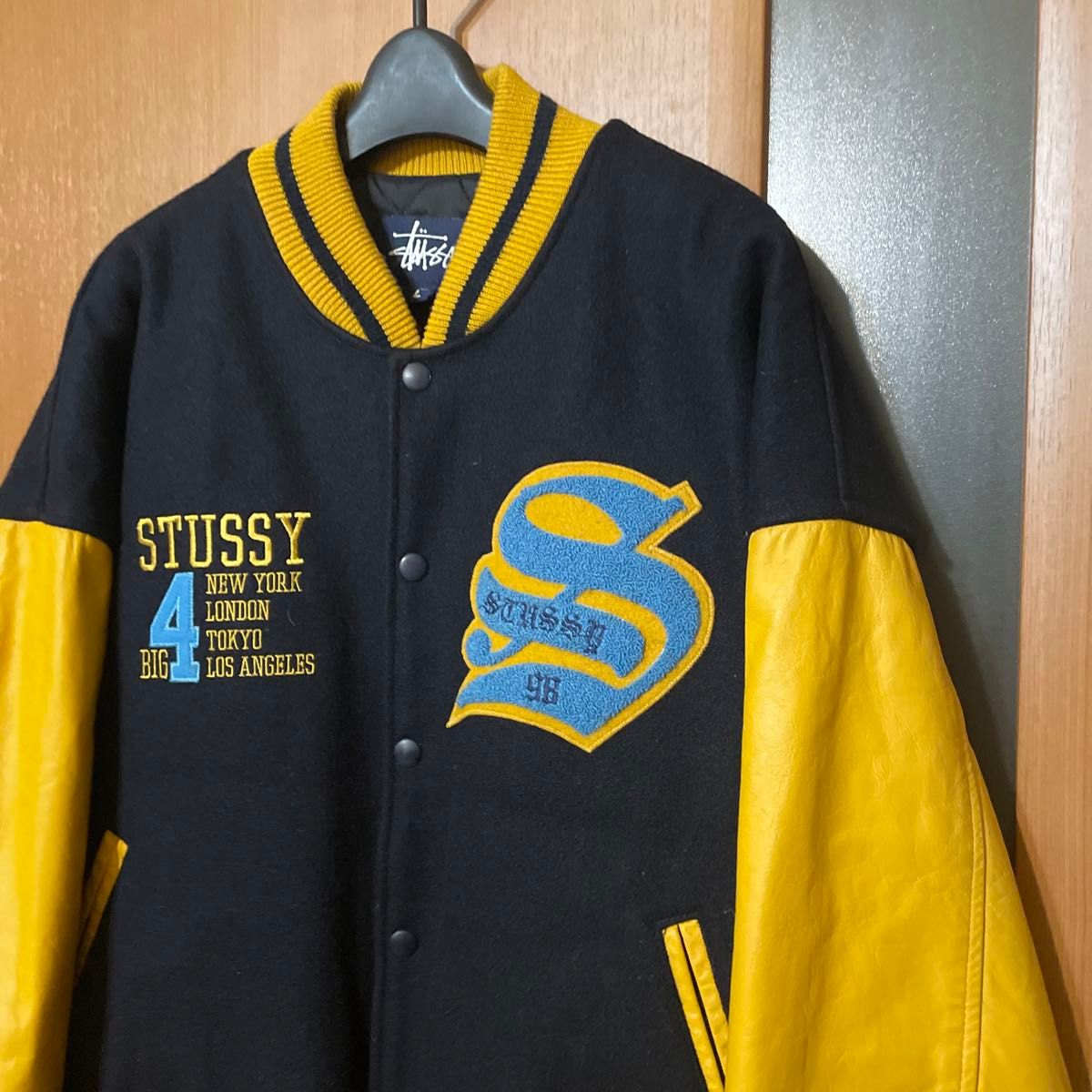 激レア アーカイブ『STUSSY』98年USA製 紺タグ「BIG4」袖レザー