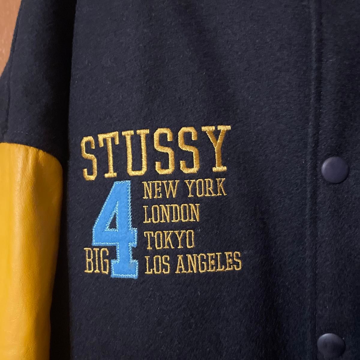 激レア アーカイブ『STUSSY』98年USA製 紺タグ「BIG4」袖レザー