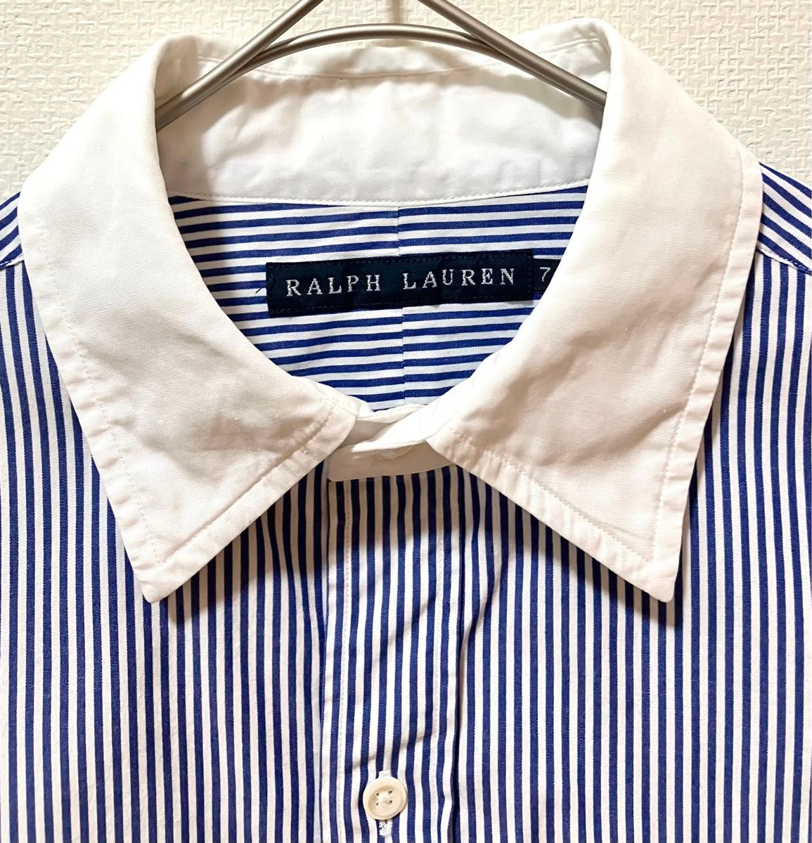RALPH LAUREN ラルフローレン 袖ポニー刺繍 ストライプシャツ 襟芯付き