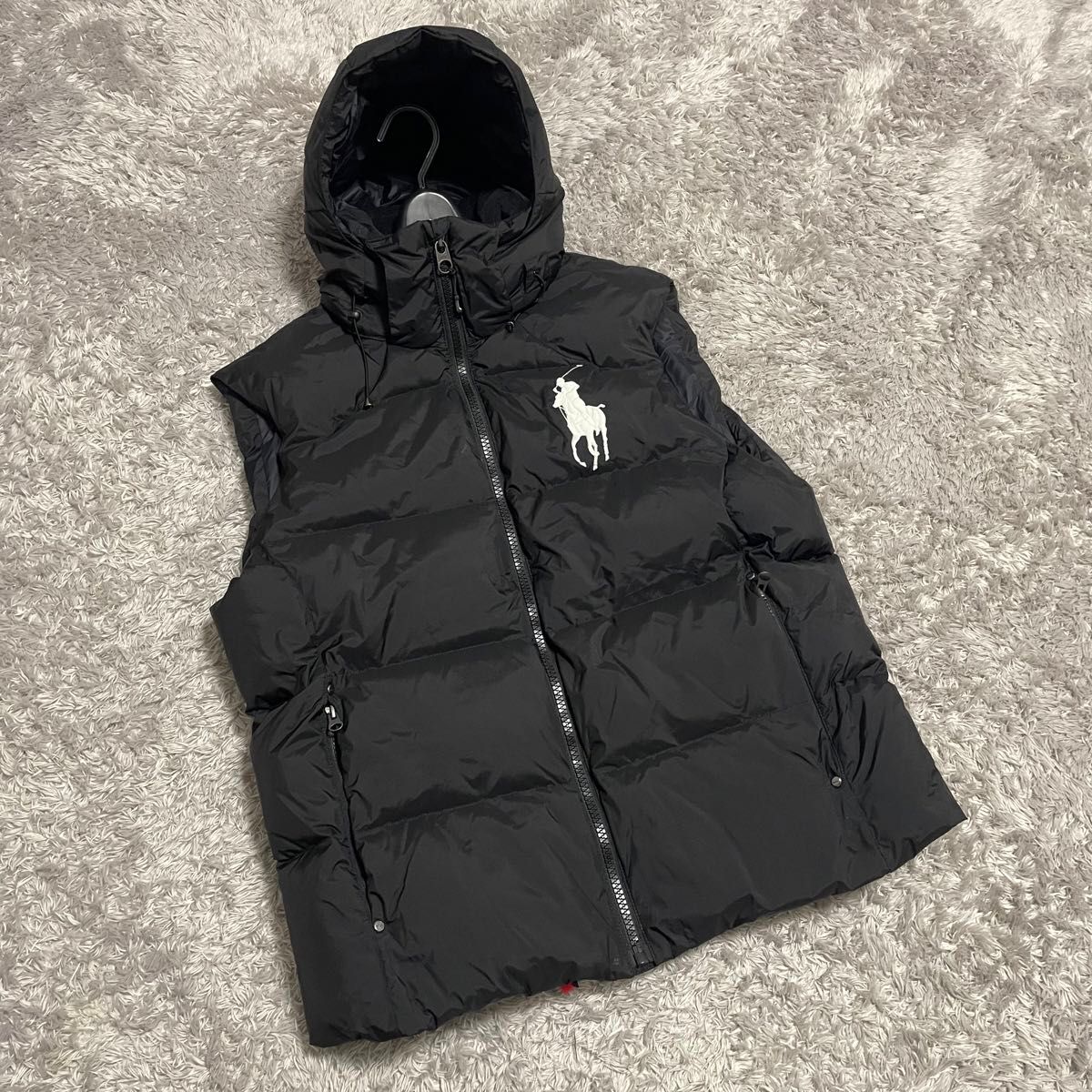 極美品 ポロラルフローレン ダウンベスト ビッグ ポニー刺繍 黒 L