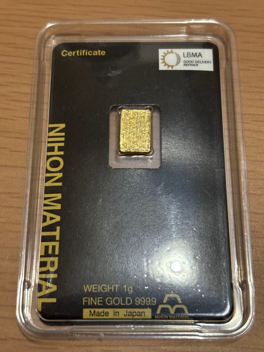 インゴット FINEGOLD 999.9 1g 金 NIHON MATERIAL インゴット FINEGOLD
