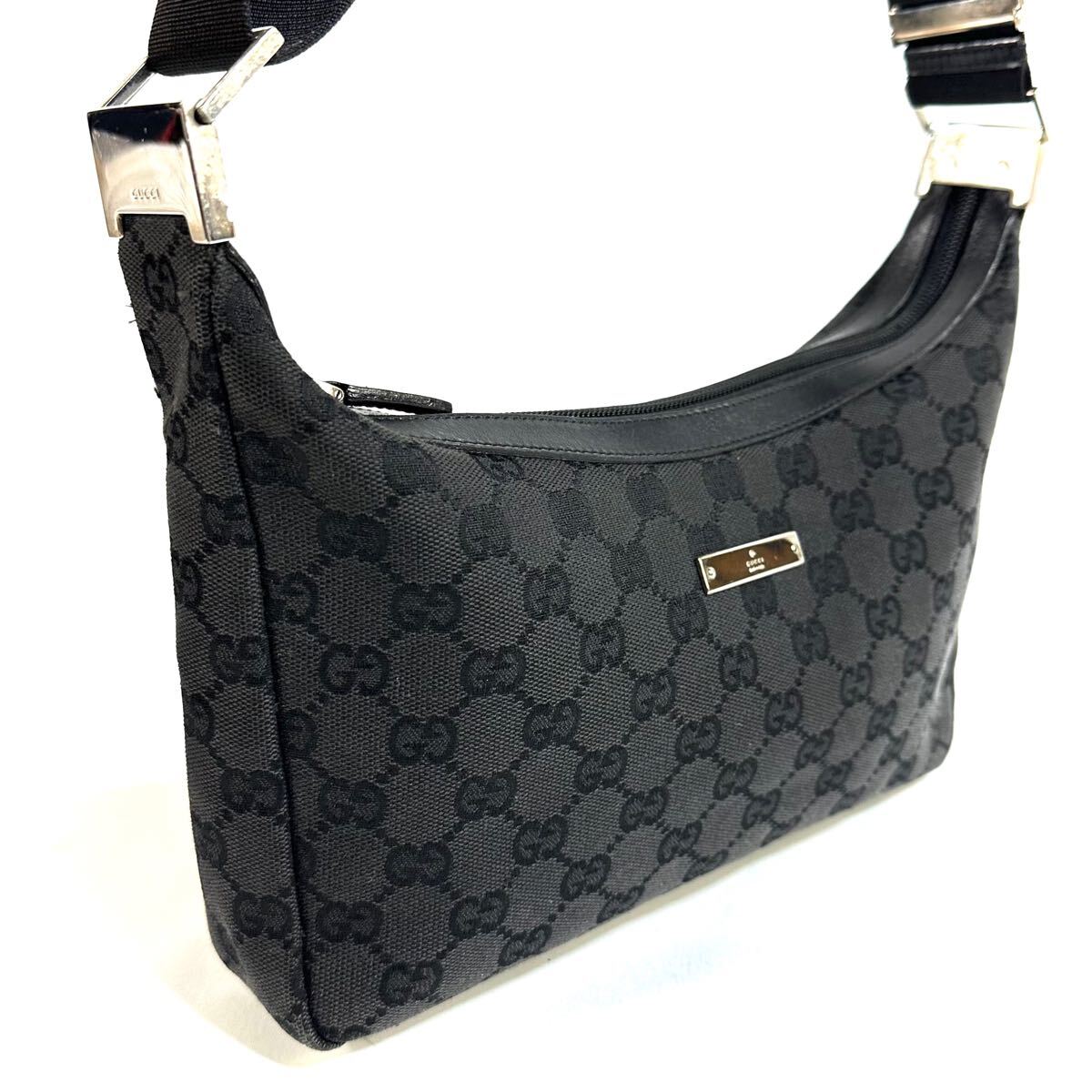 美品】 GUCCI グッチ レザー GGキャンバス ワン ショルダーバッグ