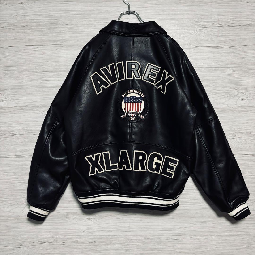 人気デザイン】XLARGE AVIREX ICON JACKET スタジャン フェイクレザー