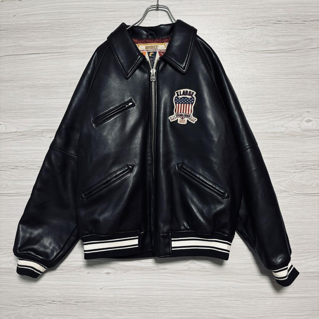 人気デザイン】XLARGE AVIREX ICON JACKET スタジャン フェイクレザー