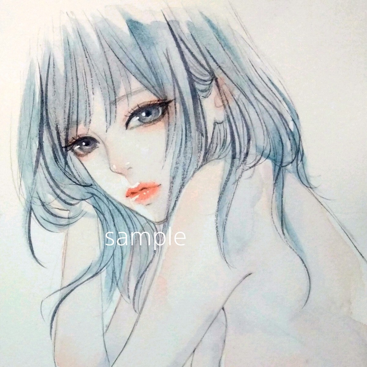 23816/A 肉筆原画 水彩画 ドローイング 手描きイラスト 美人画