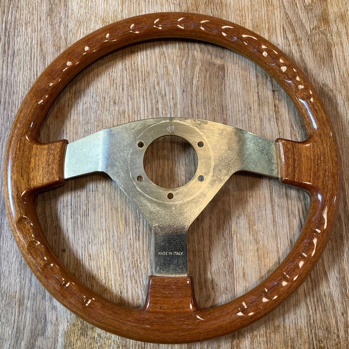 OBA wood steering wheel gold made in Italy オバ 木目 ウッド