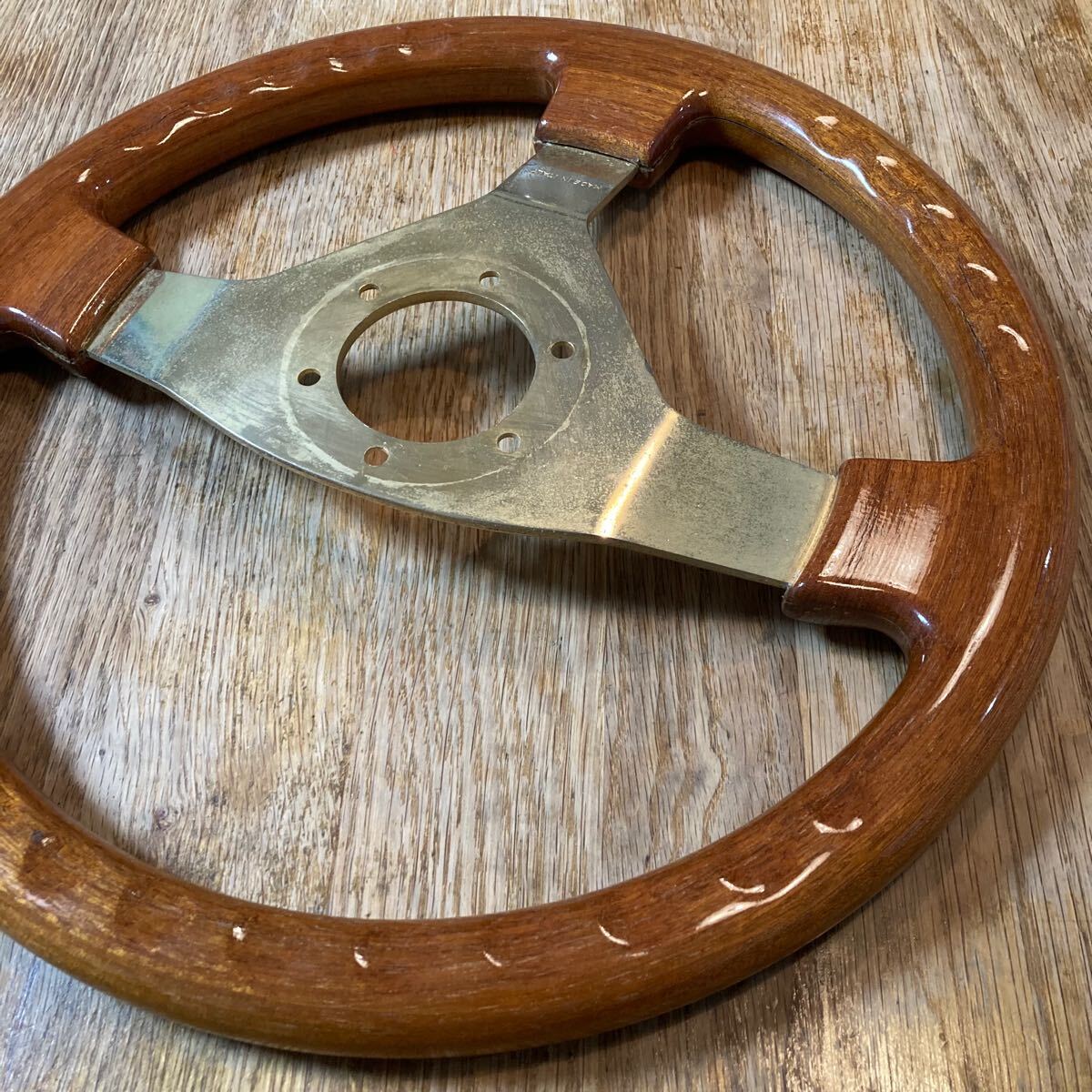 OBA wood steering wheel gold made in Italy オバ 木目 ウッド