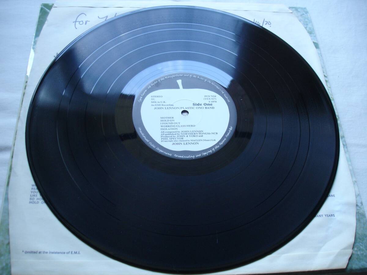 ☆UK原盤！オリジナル！JOHN LENNON/PLASTIC ONO BAND☆UK ORIG PCS