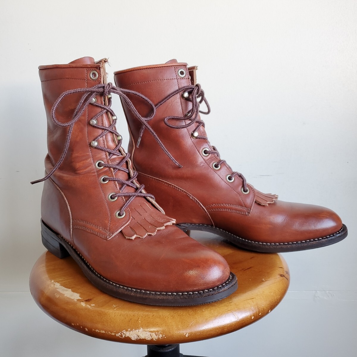 1019 【8B】USA製 JUSTIN ジャスティン レースアップ ウエスタンブーツ