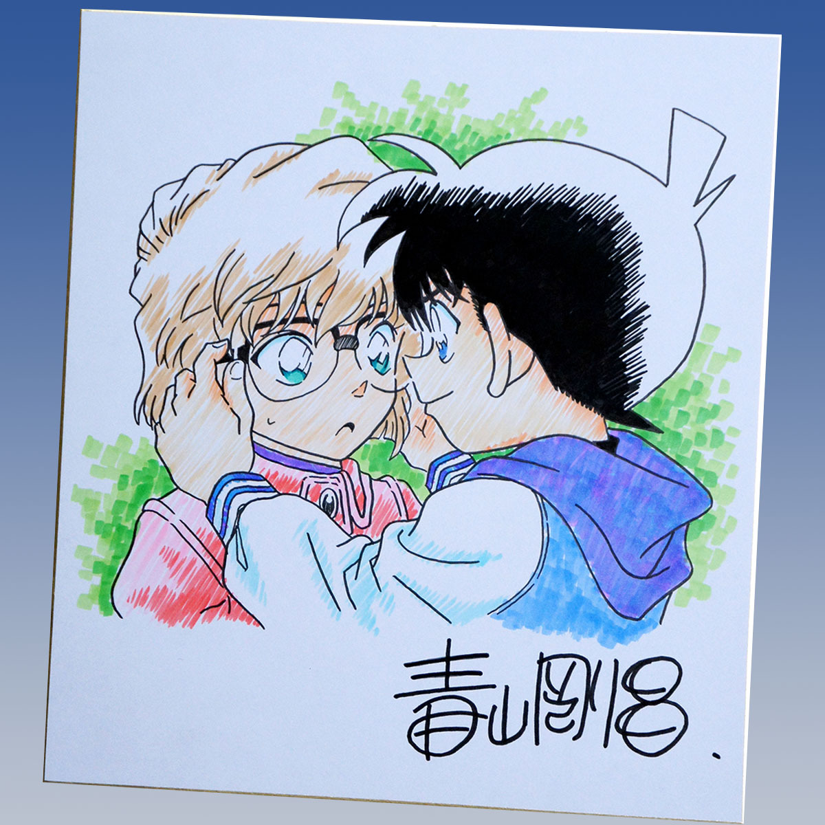 名探偵コナン 青山剛昌先生 直筆サイン イラスト 色紙 名探偵コナン