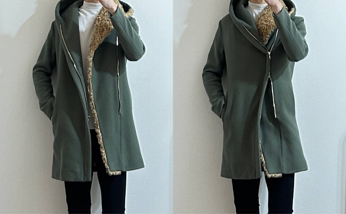 LEON掲載 定価16 2万 junhashimoto×STEIFF WRAP HOODED COAT 3 カーキ