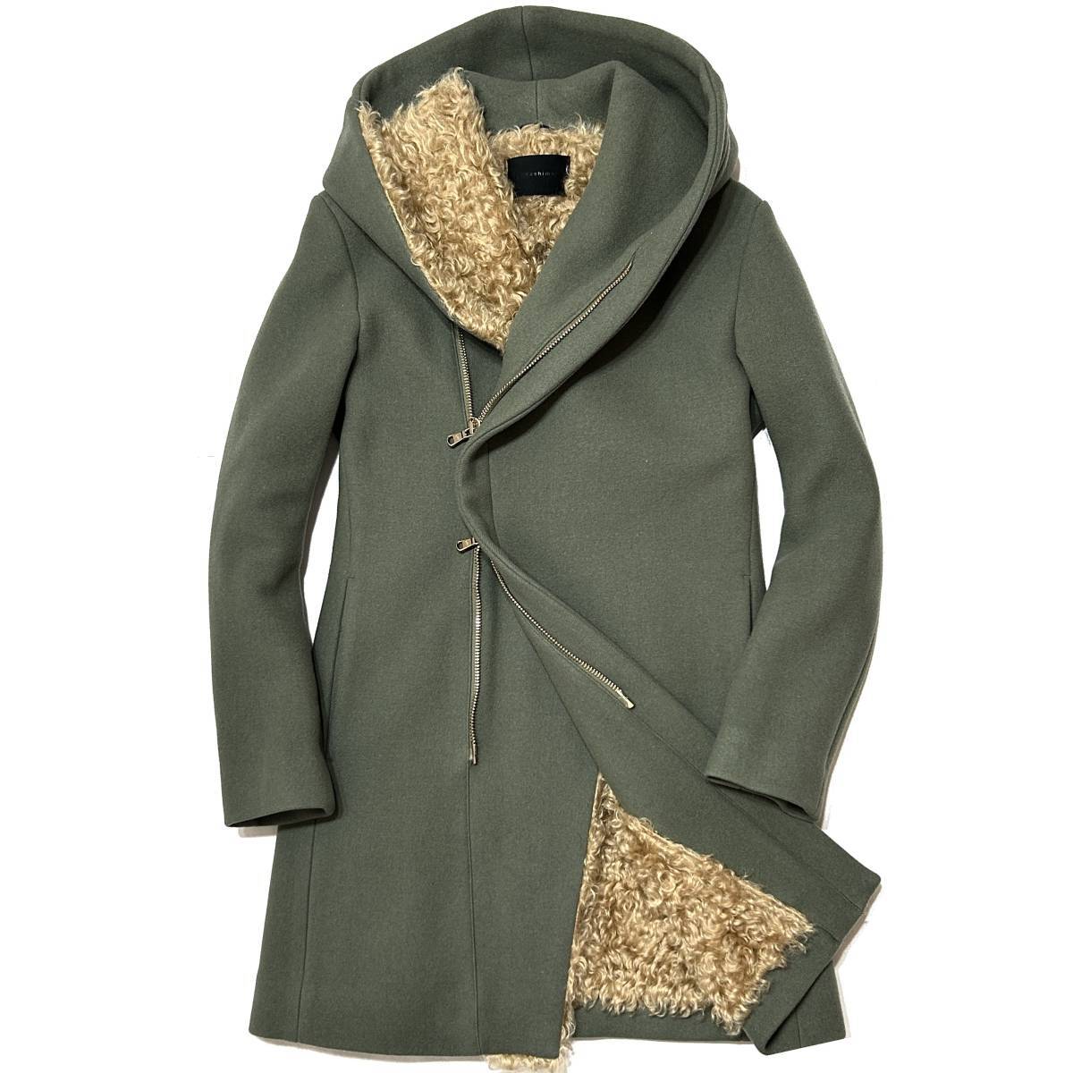 LEON掲載 定価16 2万 junhashimoto×STEIFF WRAP HOODED COAT 3 カーキ