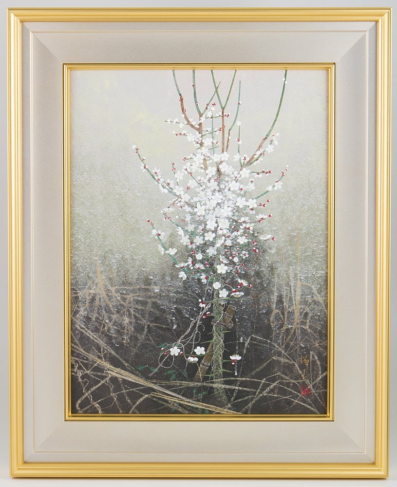 Yahoo!オークション - 【五】真作 前原満夫 『白梅』 日本画 彩色 12号