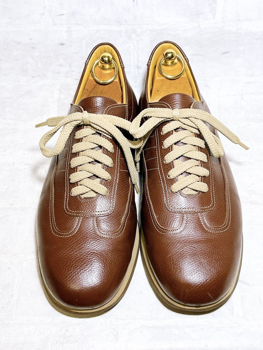 極美品】BURBERRY バーバリー 高級 レザースニーカー 本革 茶 25 5cm