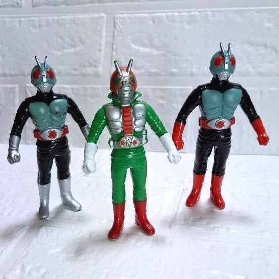 昭和 歴代 仮面ライダー 12 体 勢ぞろい 日本製 希少ソフビ バンダイ