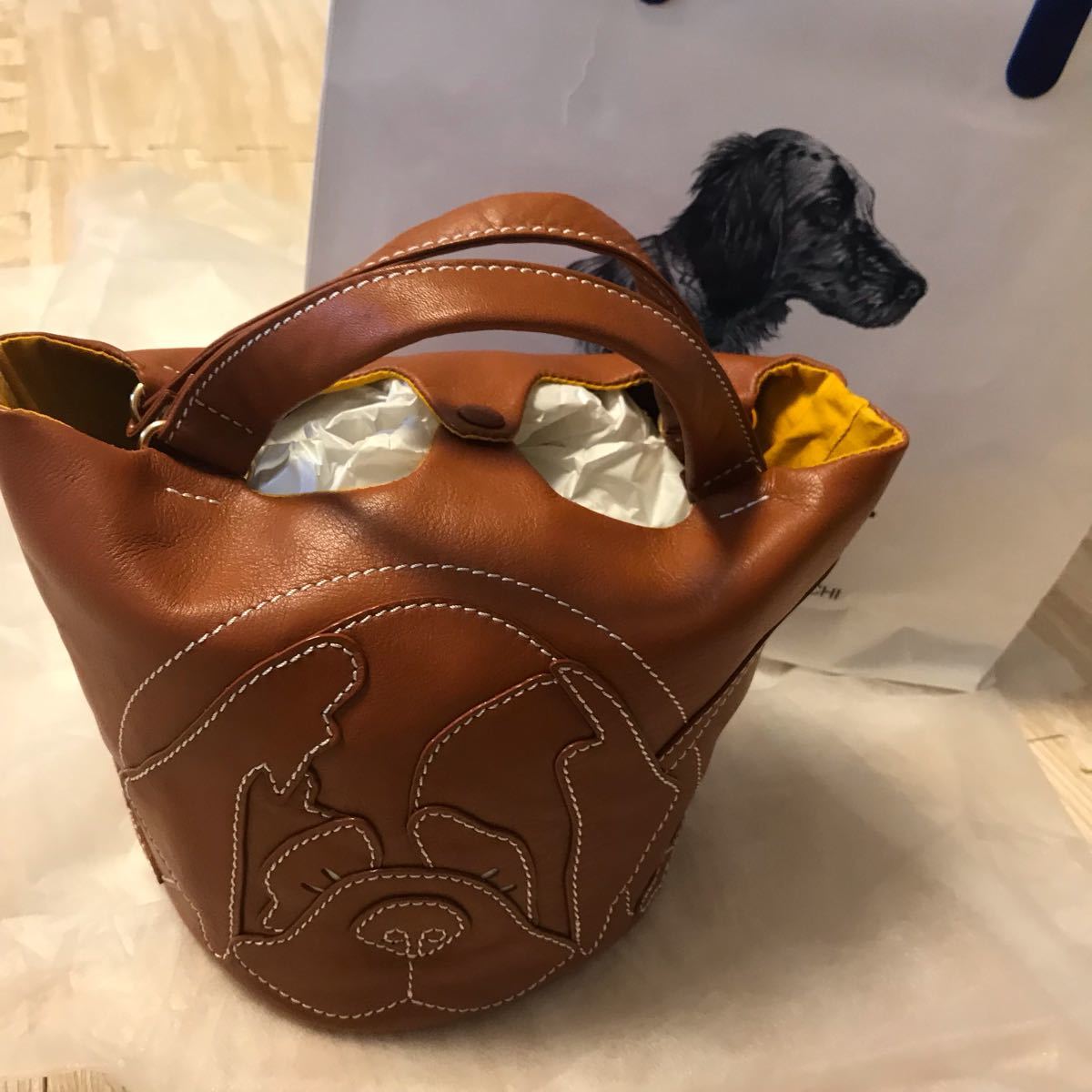 キタムラ 元町 セントバーナード ハンドバッグ レザー 本革 お散歩