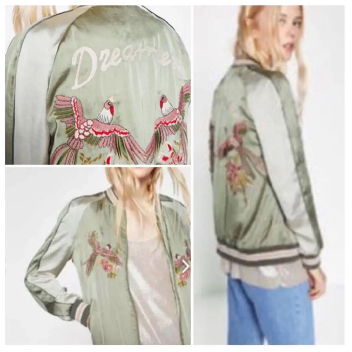 ZARA 梨花着用モデル ボンバージャケット鳥刺繍(鳳凰)スカジャンsize S