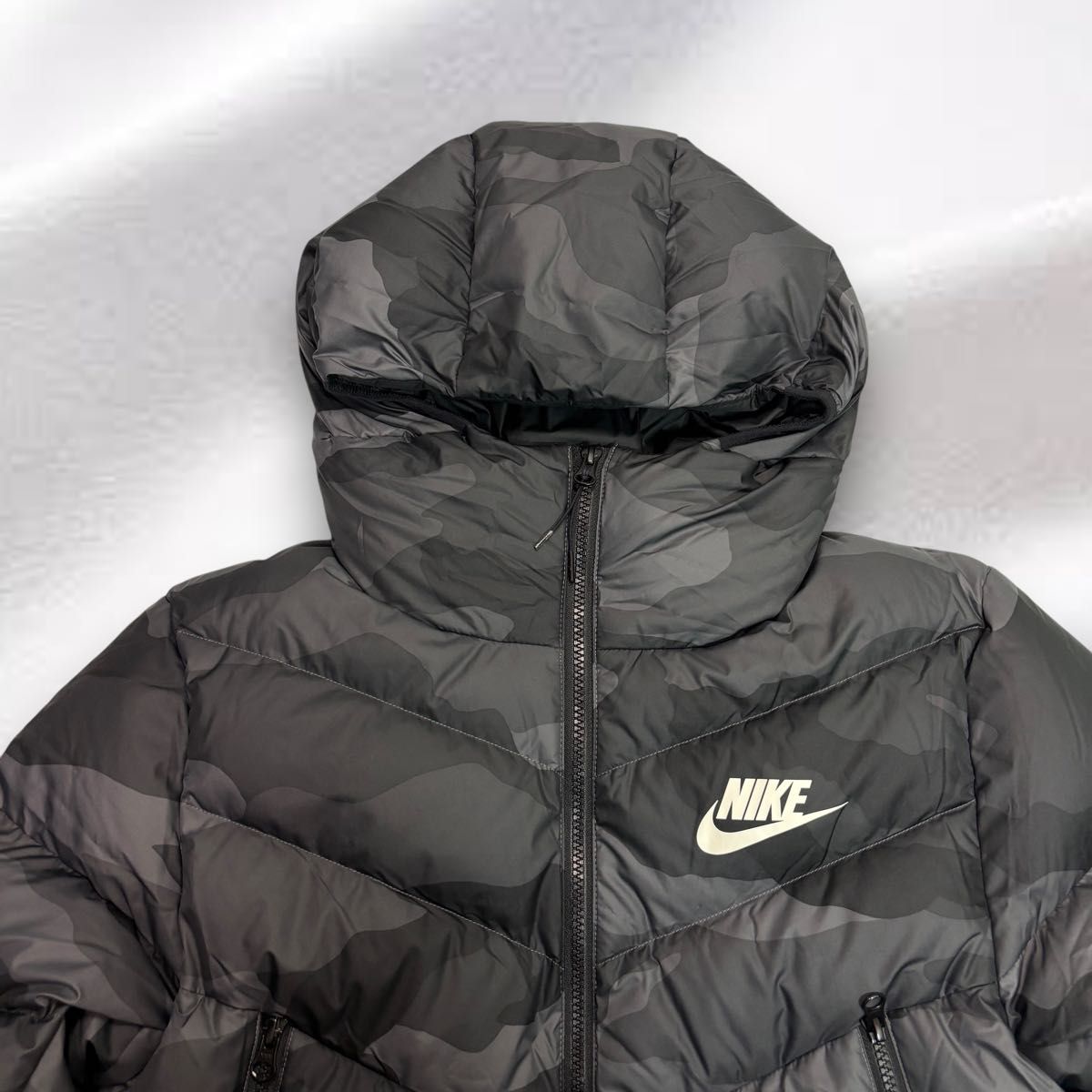 美品】NIKE ナイキ ダウンジャケット ブラック カモフラ 迷彩 M｜Yahoo