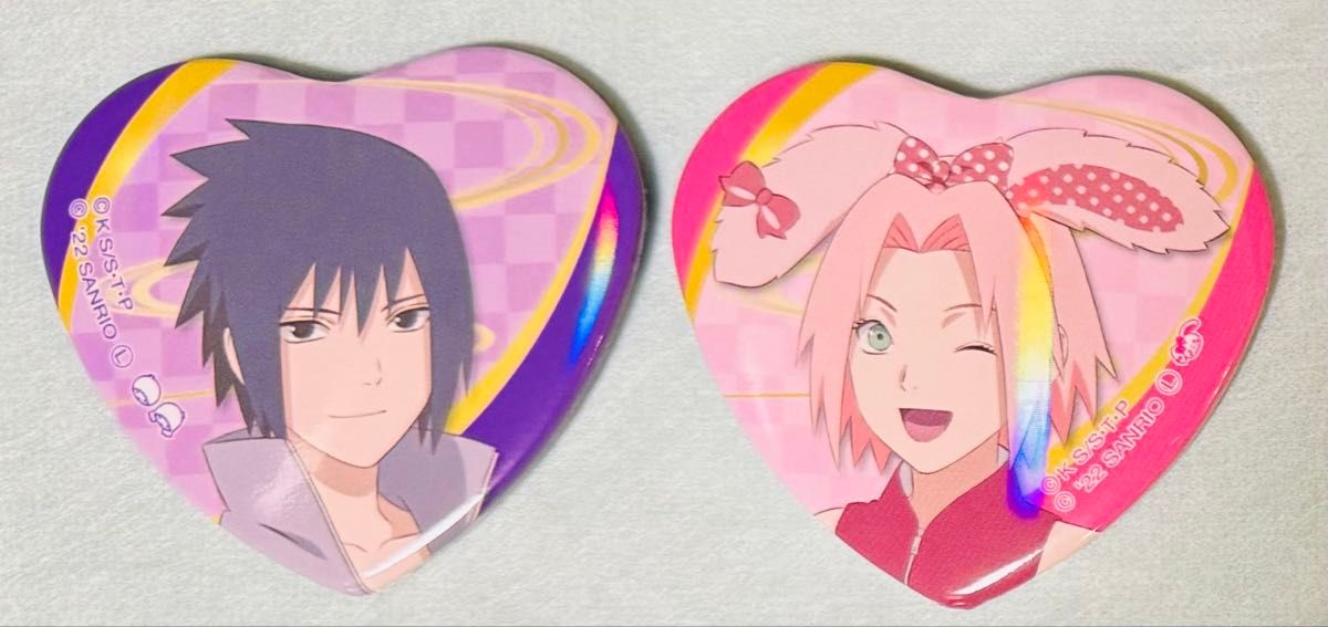 NARUTO BORUTO×サンリオ ハート缶バッジ サスケ、サクラ、サラダ