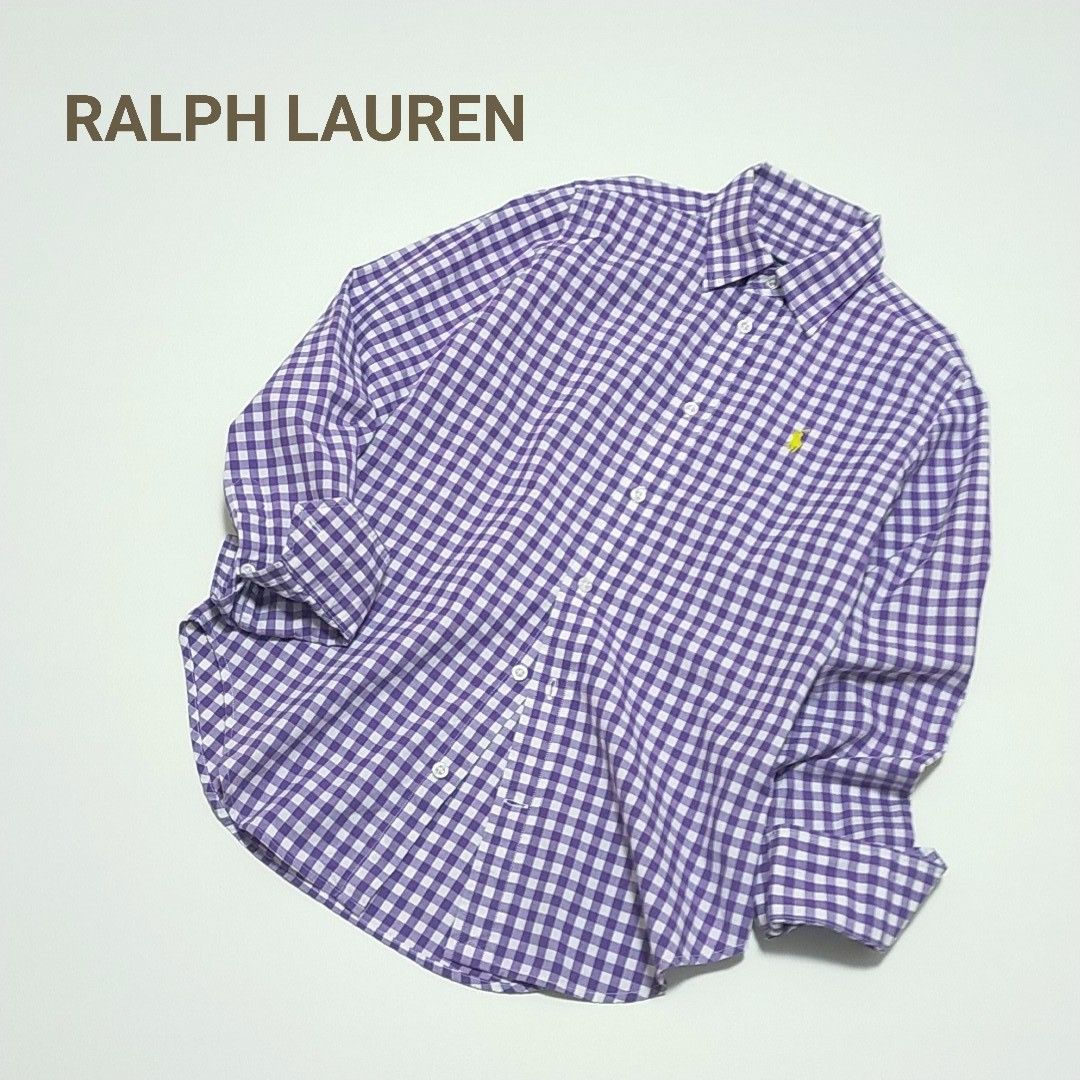 極美品 ラルフローレン ギンガムチェックシャツ ポニー刺繍 美