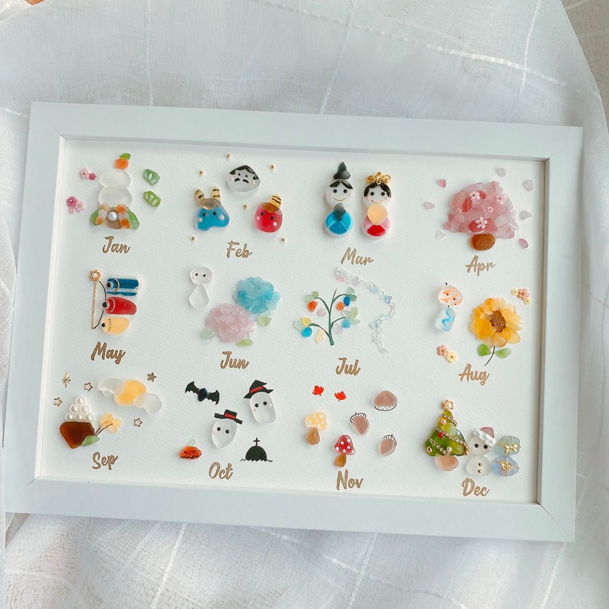 シーグラスアート カレンダー 12ヵ月 イベント インテリア 雑貨 季節