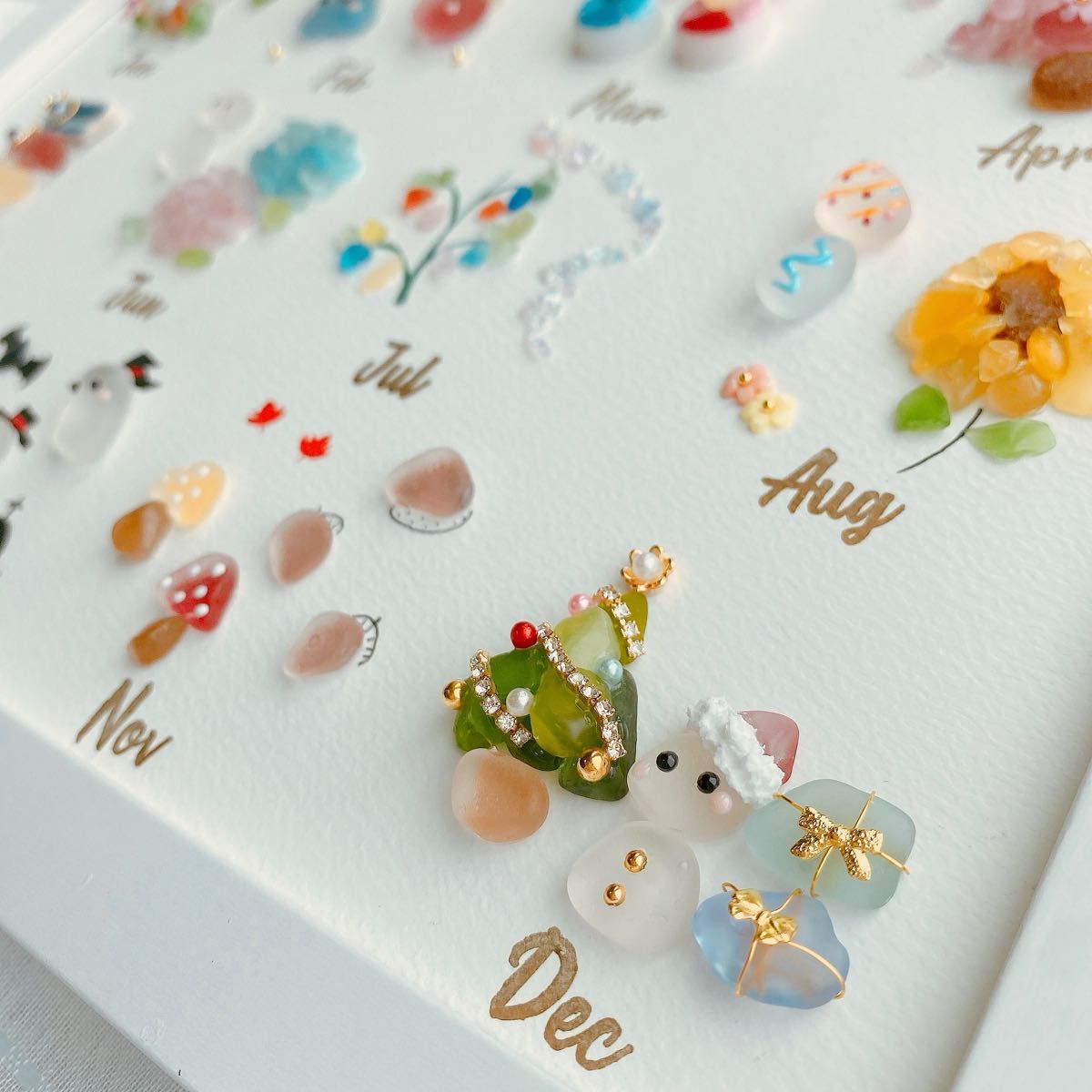 シーグラスアート カレンダー 12ヵ月 イベント インテリア 雑貨 季節