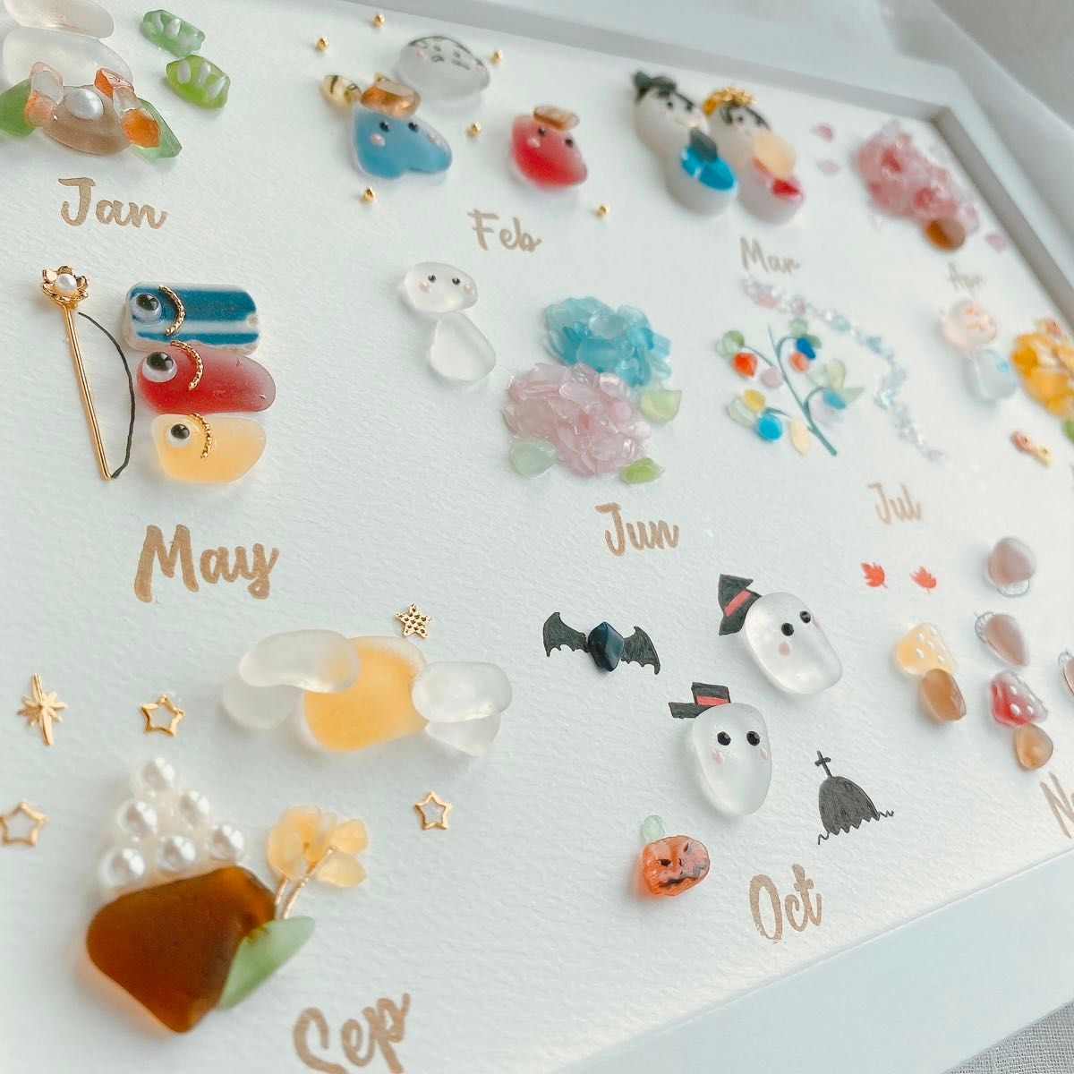 シーグラスアート カレンダー 12ヵ月 イベント インテリア 雑貨 季節