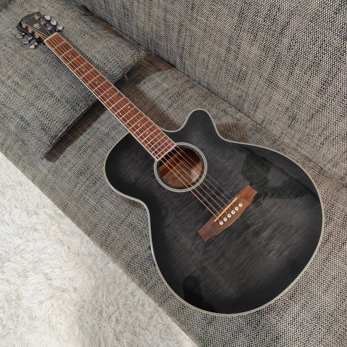 段 弦 Ibanez AEG450TK エレアコ ギター ストラップ＆ケース付 段 弦