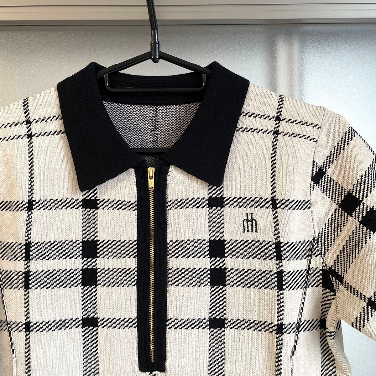 新品 her lip to Trois Logo Knit Mini Dress チェック ニット ミニ