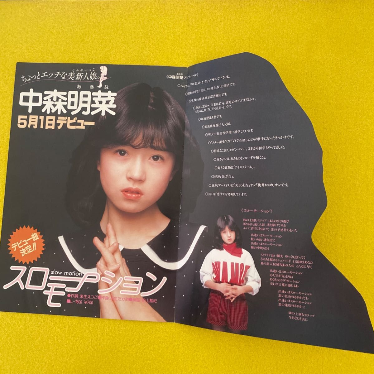 非売品 中森明菜 5月1日デビュー スローモーション 告知パンフレット