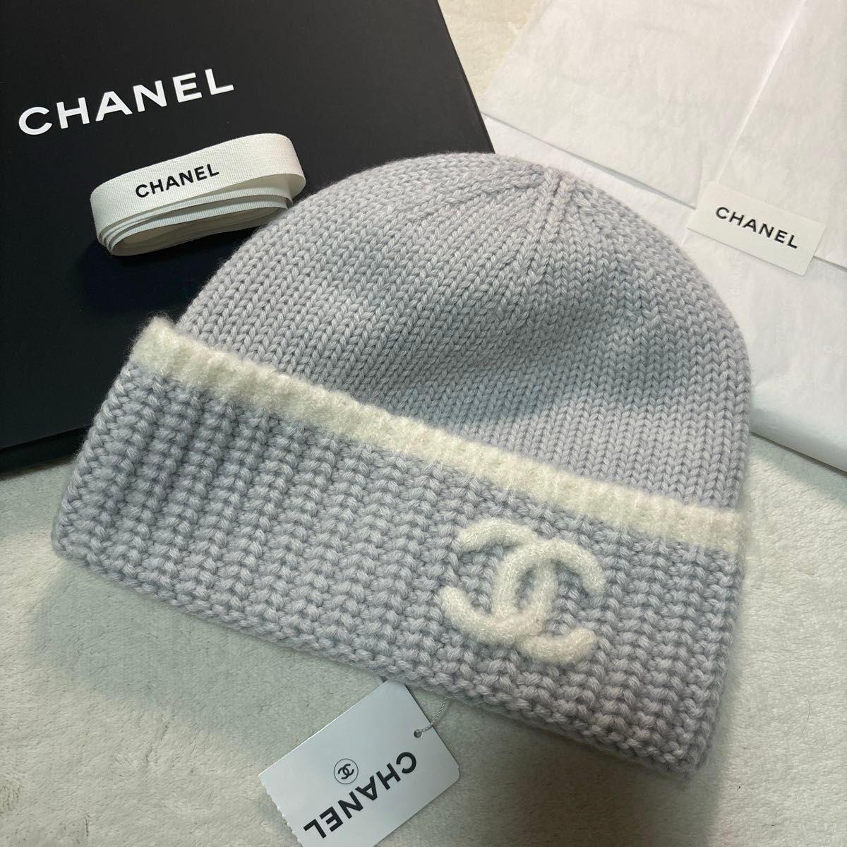 新品タグ付 CHANEL シャネル ニット帽 ビーニー ニットキャップ ココ