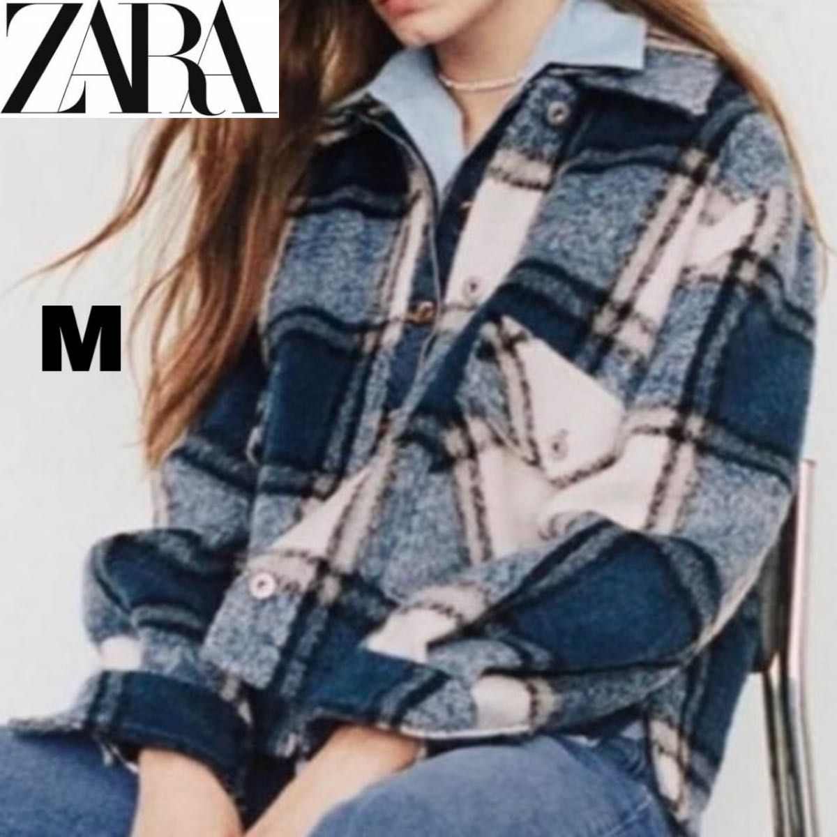ザラ ZARA チェック シャギー・ボア ジャケット ブルゾン 上着