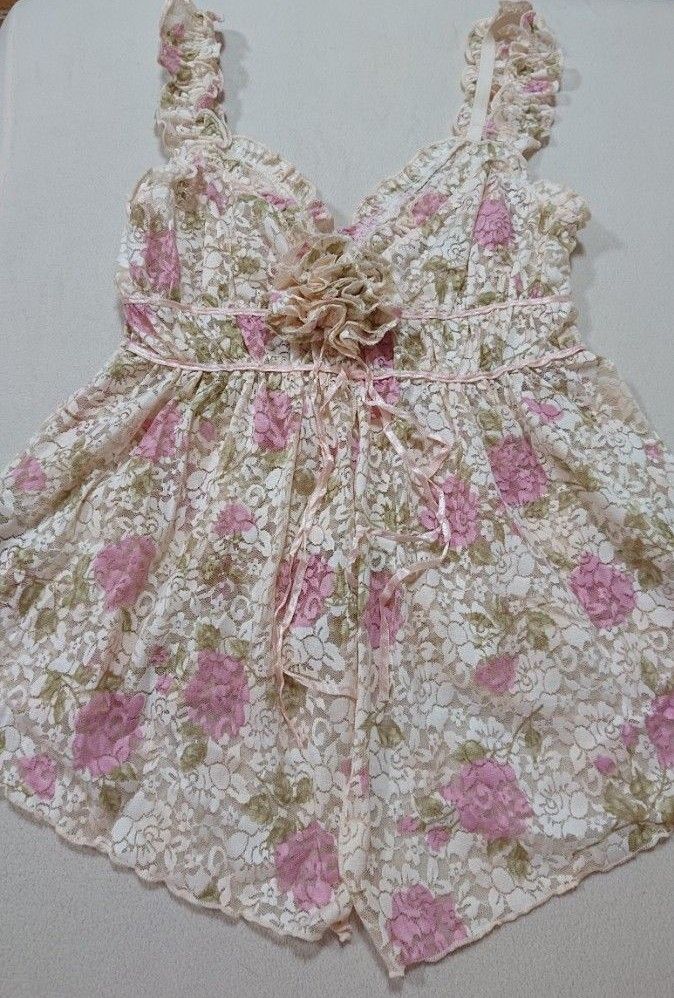 汚れあり 昔のLIZ LISA キャミソール レース花柄 リズリサ 難あり